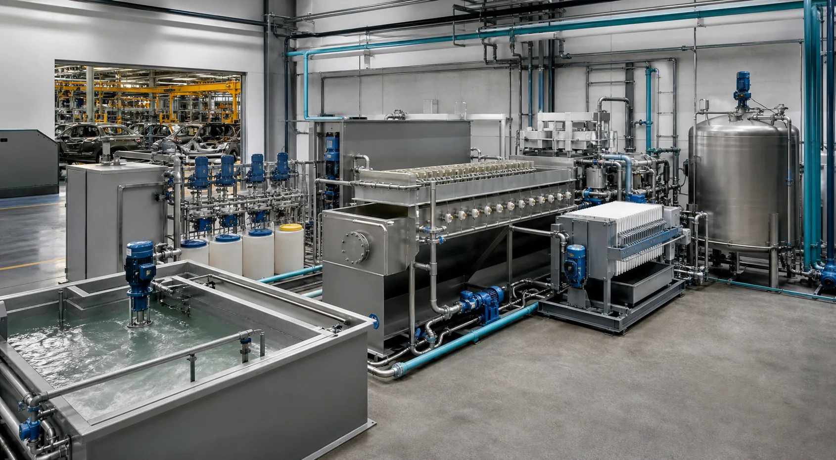 PTAR fisicoquímica con clarificación y filtro prensa para una planta automotriz